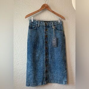 Lee Women's Medium Blue Button-Front Straight Denim Skirt